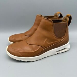 Nike Air Max Thea Mid Ale Brown Leather Chelsea Boots Womens 8 859550-200
